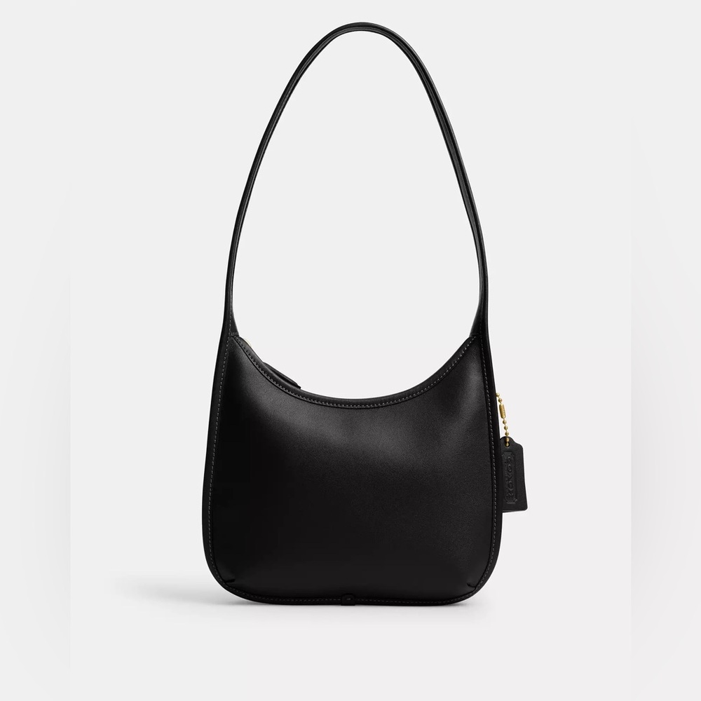 Coach Curve Zip Shoulder Bag in Brass/black Glovetanned Leather NWT